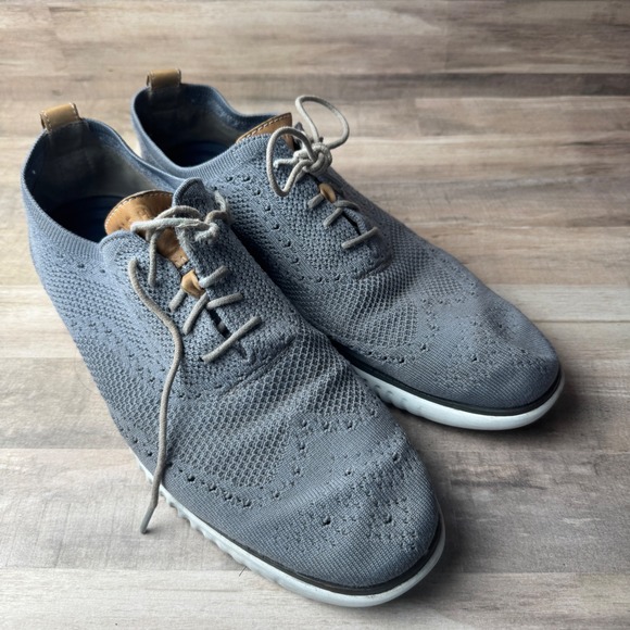 Cole Haan Men's 11 Wingtip Oxford Knit Gray Shoes READ DESCRIPTION Shoe Lace - Picture 1 of 7